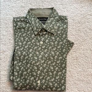 Massimo Dutti Green Floral Men's Shirt